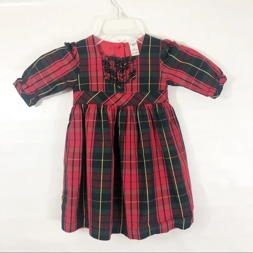OshKosh B’gosh Plaid Holiday Christmas Dress Size 24 months